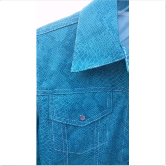 🆕Teal Faux Snake Skin Leather Jacket, Animal Print - Picture 2 of 6